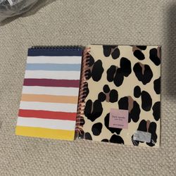 New Lot Of 2 Kate Spade Forest Feline And Candy Stripe Spiral Notebooks 