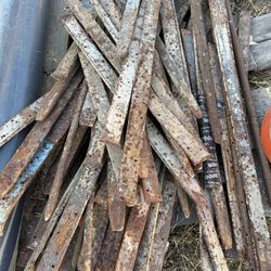 Metal Stakes )to Hold Concrete Forms) And Orange Caps