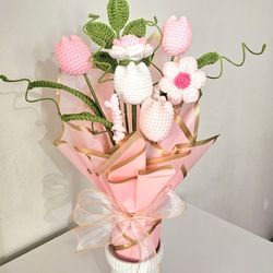 Crochet flower arrangement