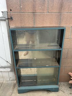 Where are my rehabbers? Vintage Handmade Wood and Glass Display Cabinet w/Mirrored Back: