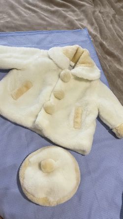 Toddler Girl White Coat (size 2) with Beret Hat for $10