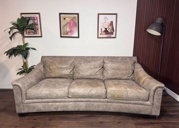 Genuine Leather Sofa - Unique Tufted Design