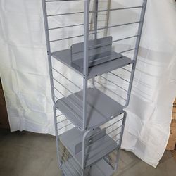 VASAGLE 4-Tier Bookshelf, Rotating Bookcase with Bookends for Small Spaces, Corner Shelf, Steel Frame, Dove Grey LLS127G36