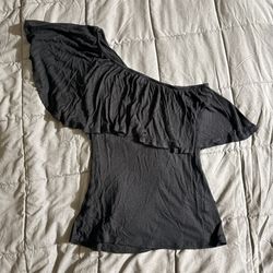 Vintage Self Esteem One‑Shoulder Black Ruffle Top Size S Great Condition 