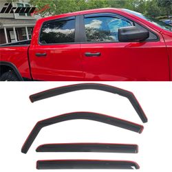 Fits 2019-2026 Ram 1500 Crew Cab In-Channel Window Visors Sun Rain Guards Deflectors