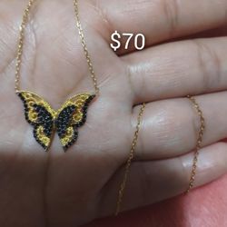 925 Sterling Silver Chain With The Pendant/Cadena Con  Dije De Mariposa De Plata 925