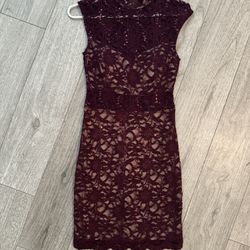 Maroon Lace Sequin Dress