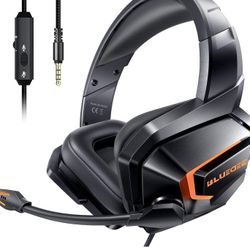 Gaming Headsets for PS5 PS4 Xbox Switch, Noise Cancelling Over Ear Headphones with Mic, Bass Surround, Soft Memory Earmuffs for Laptop PC Mac