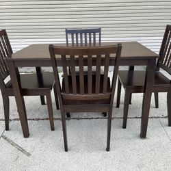 Espresso Wood Dining Table 4 Chairs