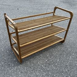 Bamboo Wooden Two Tier Shoe Storage Rack Shelf! Good condition!  29.5x13x20in