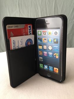 iPhone 5 leather wallet case black