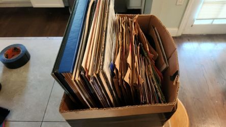 large box of old records