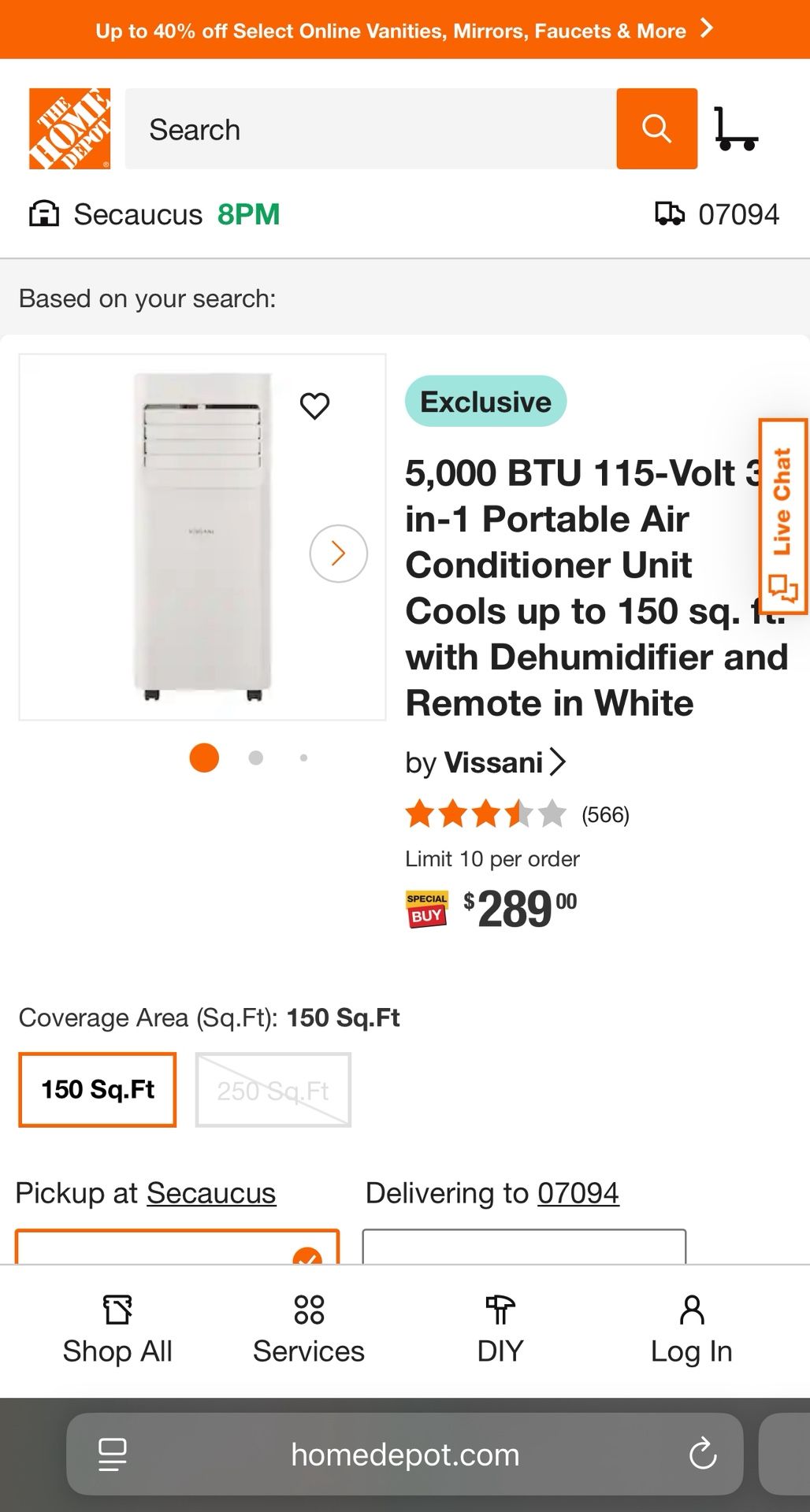 PORTABLE AC 5000BTU