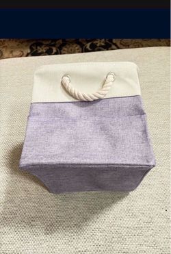 Large 11x11 Inch Cube Storage Bins with Cotton Handles for Closet, Shelves, Clothes, Toys, Towel (White/Purple-6 Pack) $50 Firm