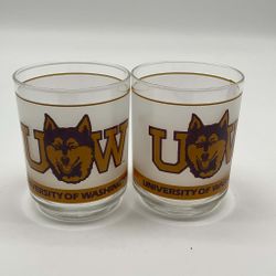 Vintage Uw University Of Washington 10oz Glass Cups 