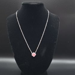 Stamped sterling Silver With Pink Mother Of Pearl Necklace