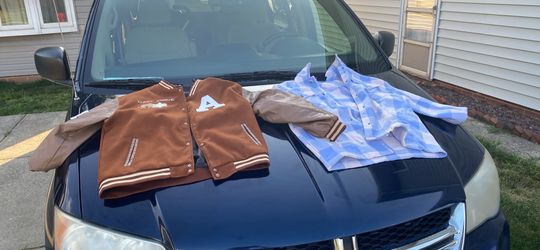 Varsity jacket and flannel sweater