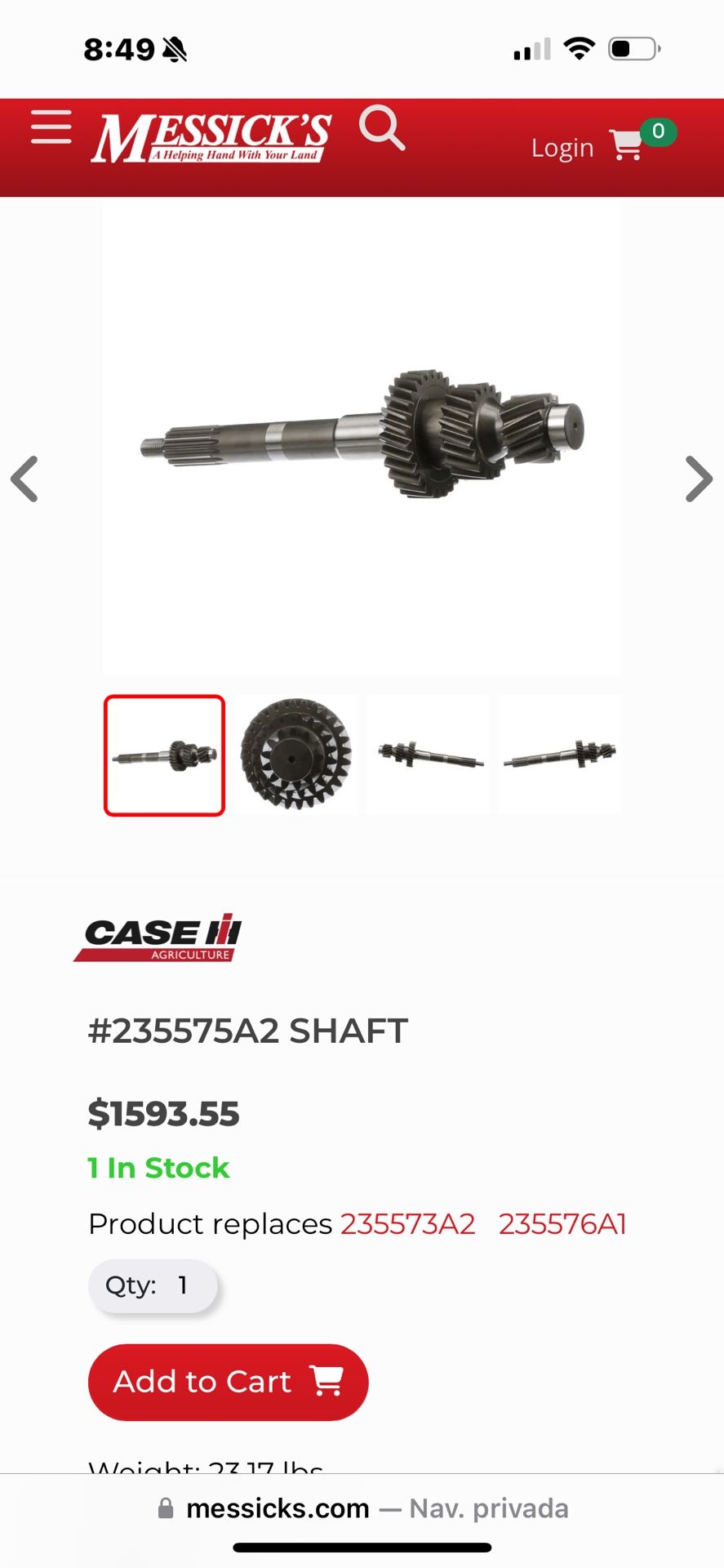 Case Agriculture #235575A2 Shaft