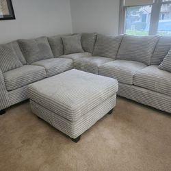 Limited Edition! 🚨 Brand New Byers Market Ghost Grey Full Length Mink 2pc Sectionals & Ottoman Sets