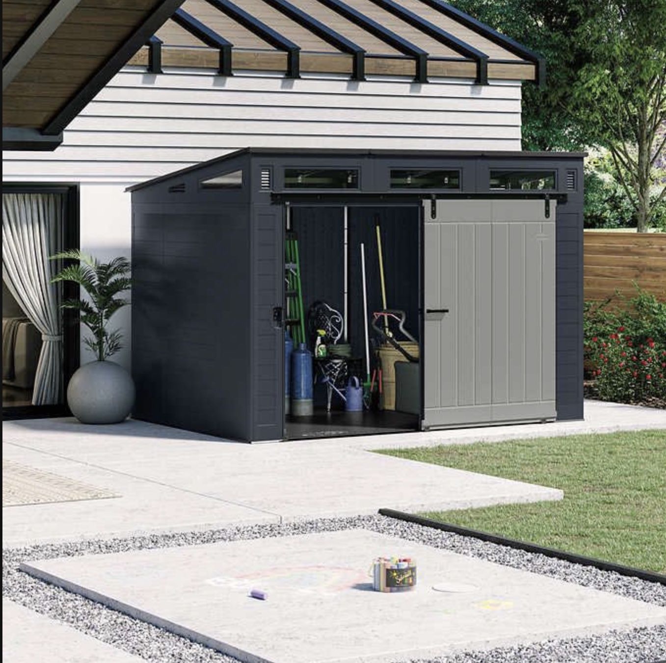 Suncast Modernist 10ft x 7ft. Sliding Door Storage Shed