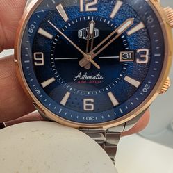 Duxot Automatic Watch – Blue Dial, Internal Rotating Bezel, 100m WR