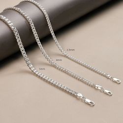 925 Sterling Silver Cuban Lobster Clasp Chain Silver Necklace for Women Men Diamond Cut Silver Necklace Chain 26