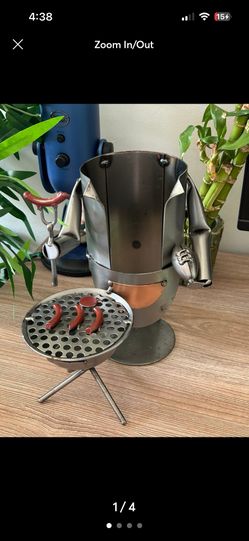 H&K Sculptures Wine Bottle Holder Welded Steel foot ball grill