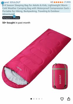 3-4 Season Sleeping Bag for Adults & Kids, Lightweight Warm Cold Weather Camping Bag with Waterproof Compression Sack – Portable for Hiking, Backpacki