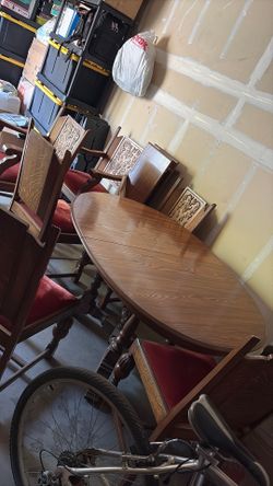 Solid wood table 6 chairs, two leaves