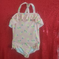 Girls Size 4 Swimwear Pink/Lemons. New.
