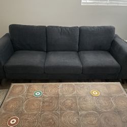 Beautiful Navy Blue Mid Century Modern MCM Sofa 87” - Like New!