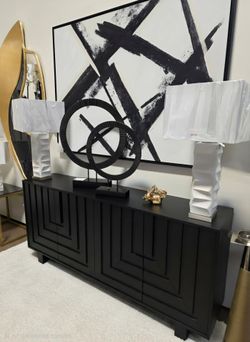 New 74" Contemporary 4-Door Sideboard or TV Stand Cabinet! Black or Natural