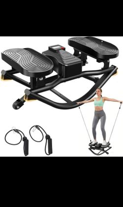 Rock Stepper with Elastic Resistance Bands, Digital Display and High-Capacity Design, Black