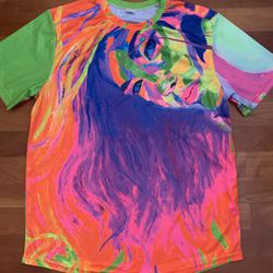 New aofmoka ultraviolet fluorescent handmade art t-shirt unisex size L