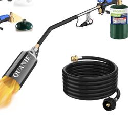 Propane Weed Burner Torch Kit with 10FT Hose & 1lb Tank Adapter