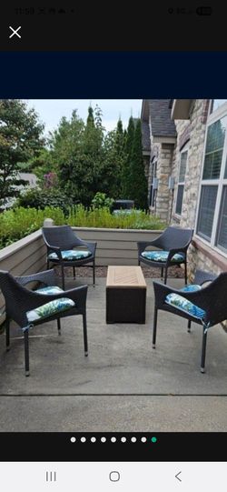 REDUCED! Indoor/Outdoor Rattan Set w/Cushions and Storage Table.  BRAND NEW!