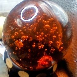 Vintage Amber Colored Glass Paperweight 
