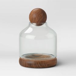 7” Terrarium Recycled Glass/Wood Terrarium Plant Succulents 