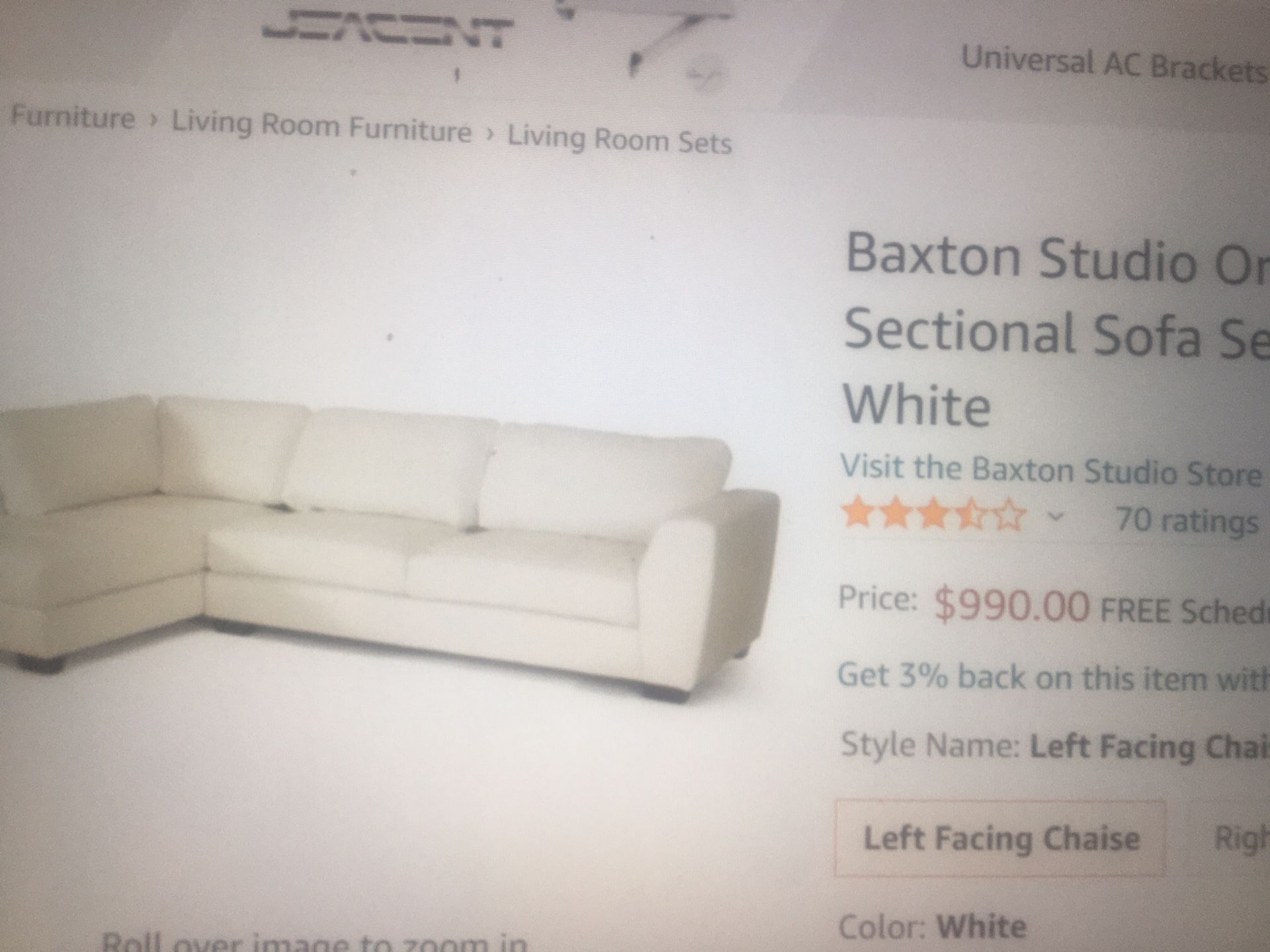 Brand New Braxton Studio Sofa Right Arm 