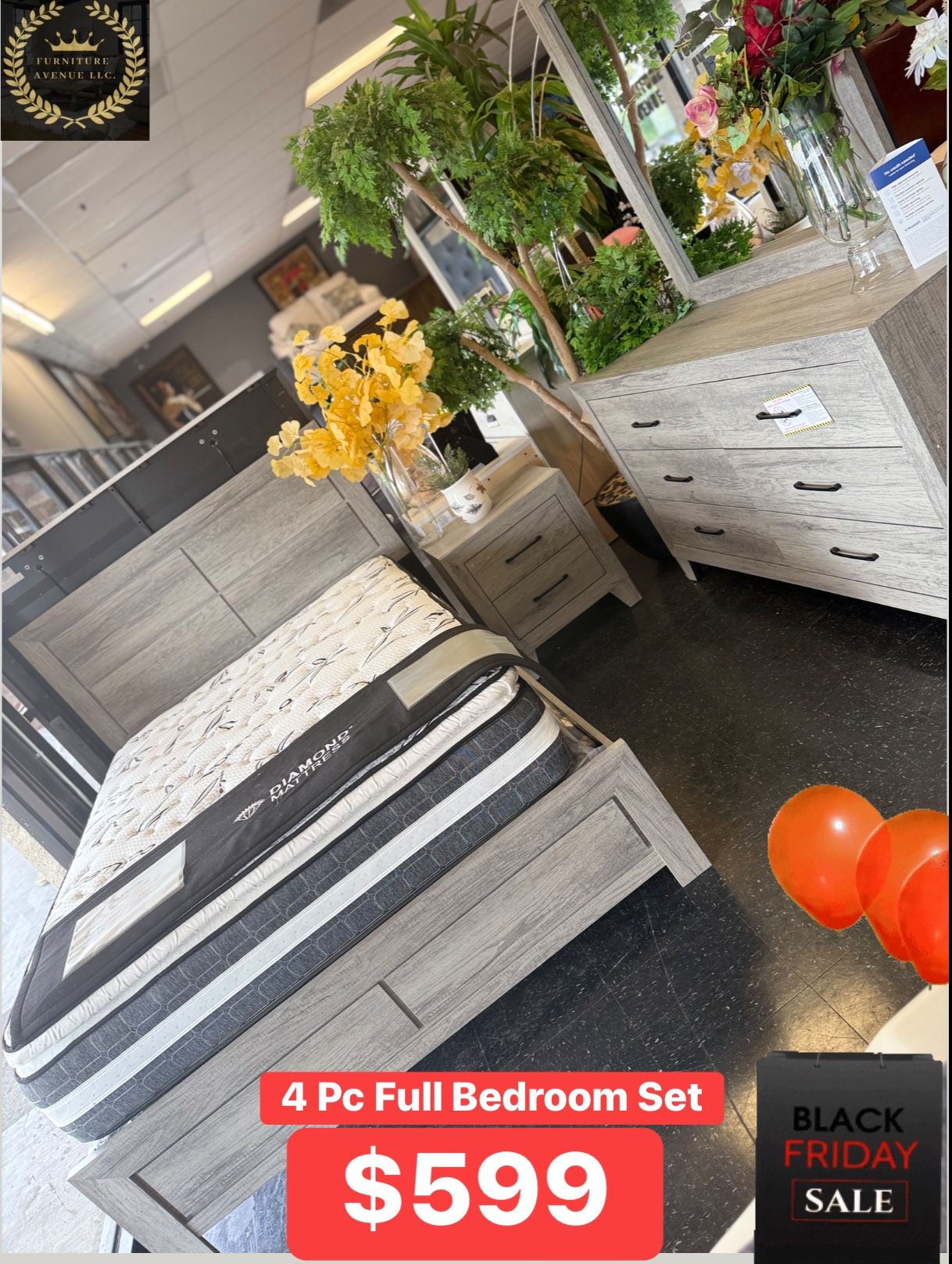 Full Size Bedroom Set Includes Dresser, Mirror, Nightstand And Bed Frame ‼️ Limited Time Sale ‼️