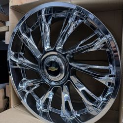 🔥24” Chrome Chevy Wheels + New Tires 5x127 5x120.65 OBS C10 Camaro Cutlass Impala Monte Carlo 