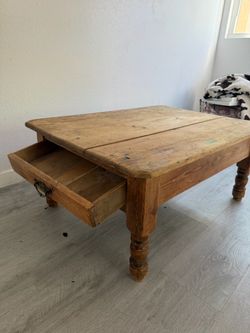 Rustic Wood Coffee Table with Drawer