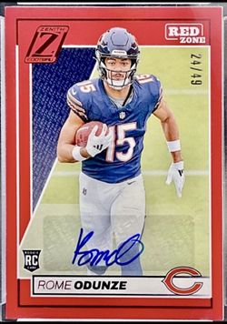 2024 Panini Zenith Football Rome Odunze Red Auto Rookie Card /49 CHI Bears WR RC