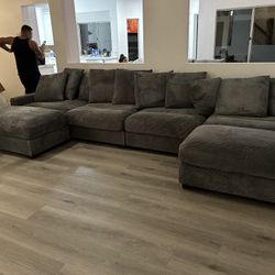 Brand New Corduroy Lined Plush Sectional Set
