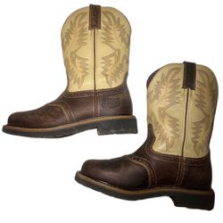 Justin Two Toned Leather Western Work Cowboy Boots