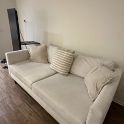 WHITE / BEIGE COUCH AND HUGE OTTOMAN