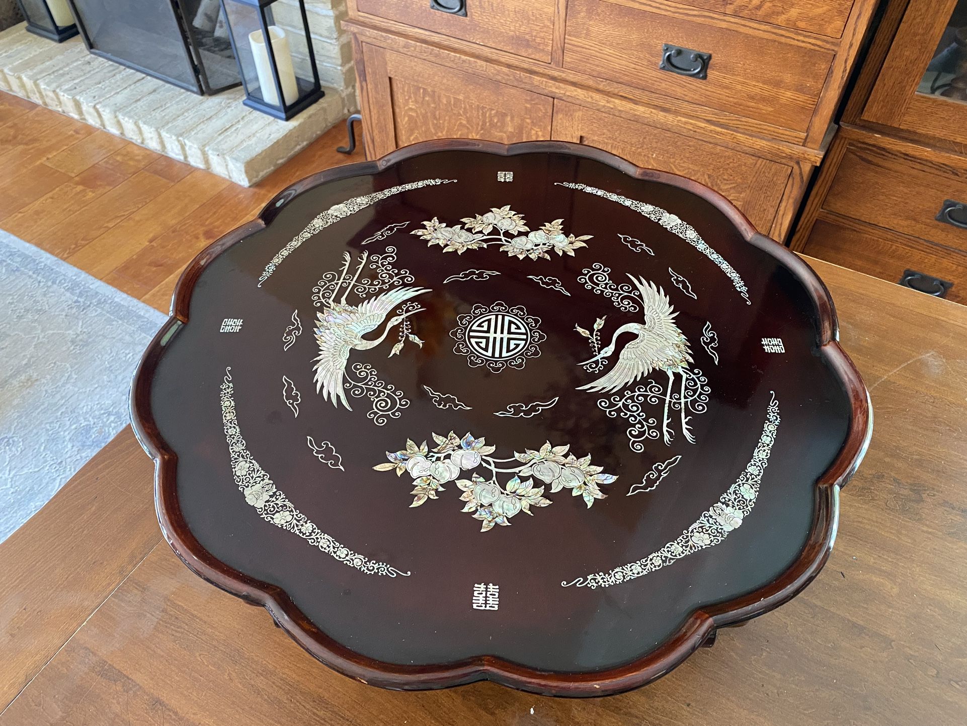 Korean Antique Folding Table With Shell Inlay