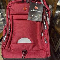 Meijielvo Large Urban Travel Backpack with 6 pockets, large wheels, and a carrying handle..