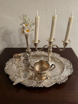 Towle Silverplate Large Oval Gallery Tray 4071 Rococo Baroque Vintage