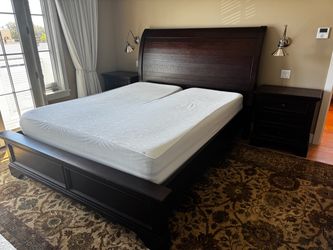 California King Sleigh Bed and 2 Nightstands